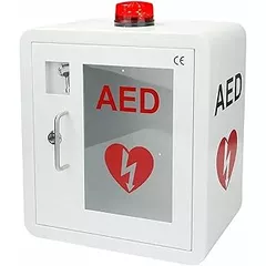 SXTYFBB AED Defibrillator Storage Cabinet, First Aid Kit Cardiac Defibrillator Storage Cabinet with Light and Alarm System, Steel Cardiac Defibrillation Alarm Box for Home, Office, Nursing, Bus