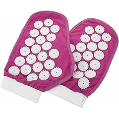 KOMBIUDA Acupressure Massage Gloves with Spikes, Manual Muscle Massage Mitts for Deep Tissue Relief, Portable Spiked Hand Massager for Neck, Shoulder, Back One Pair, Purple