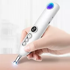 MYFTNP Electronic Acupuncture Pen, Pulse Acupuncture Massage Pen with 5 Massage Heads, 9 Levels Intensity Adjustable, Constant Temperature Heating, for Relieves Pain and Muscle Relaxation