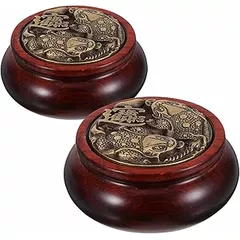 OUNONA 2pcs Hand Massage Baoding Balls - Dual-Sided Wood and Brass Acupressure Therapy Tool for Relaxation Meditation and Hand Strengthening