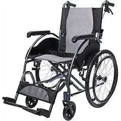 Folding Wheelchair Folding Wheelchair Lightweight Aluminum Folding Attendant-Propelled Wheelchair Transit Wheelchair with A 20-inch Extra Comfort