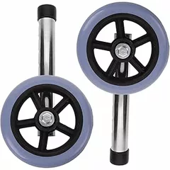 Veemoon 1 Pair Walker Wheels Replacement Front Aluminum Alloy Silent Mute Wheel for Walking Aid, Heavy Duty Universal Walker Parts Accessory Compatible with Walking Frames