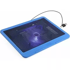 Luocute Laptop Cooler, Ergonomic Stand with Super Quiet Fans, Blue LEDs, Strong Metal Mesh, USB Hub Design, for 14 Inch or Below Notebook, Cooling Pad Base (Blue)