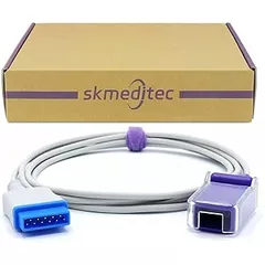 skmeditec Compatible with GE-Marquette Adapter Cable for Nellcor Oximax SpO2 Sensor Probe, 7.2FT Extension Cord with 11 Pins Distal Connector and 9 Pins Proximal Connector, Replacement for 2021406-001