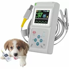 Handheld Pulse Oximeter for Animals, Heart Rate Monitor with Ear/Tongue Sensor, Storage & Playback, Non-Invasive for Home & Vet Use