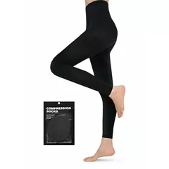 Evolyline Medical Compression Tights for Women & Men 15-20mmHg, Footless Compression Pantyhose Opaque Graduated Support Tights Compression Stockings for Varicose Veins Edema Flight Nursing