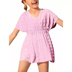 Haloumoning Girls Swimwear Cover Ups Kids Beach Coverups Bikini Swimsuit Cover Up Cute Beach Dress, pink, 8-10 Years