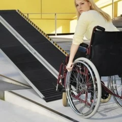6FT Portable Aluminum Wheelchair Ramp Home Threshold Ramp with Transition Plate
