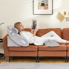 Adjustable Back Support Pillow 4pcs Bed Wedge Pillow w/ Removable Headrest
