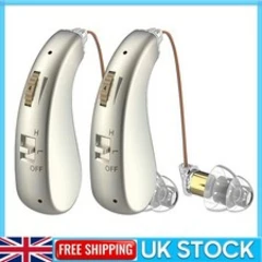 2x Clear Digital Hearing Aid Rechargeable Behind Ear BTE Sound Voice Amplifiers