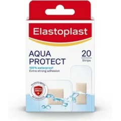 Elastoplast Aqua Protect Plasters (20 Strips), 100% Waterproof for Swimming/Bat