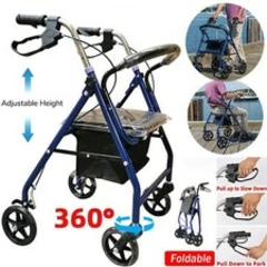Folding Rollator Walker Lightweight Disability Elder Aid Mobility 4Wheels W/Seat