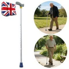 Height Adjustable Aluminium Walking Stick - Telescopic - Regular Length UK