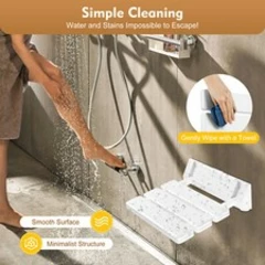 90° Folding Shower Seat White Bathroom Aid Chair 130kg Load Wall-Mounted