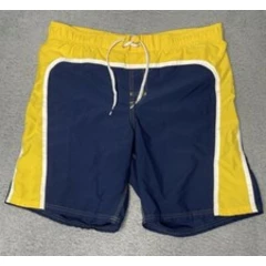 Vintage Y2K Nike Swim Trunks Mens Large Yellow Blue Lined Pocket Elastic Waist