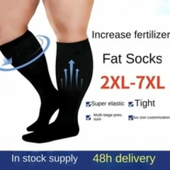Plus Size Compression Socks Unisex 20-30 mmHg Wide Calf Extra Large Flight Socks