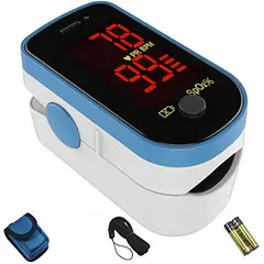 CHOICEMMED Light blue pulse oximeter finger tip monitor spo2 oxygen content in the blood