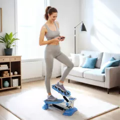 HOMCOM Portable Mini Stepper Step Machine for Home Gym Office Exercise - Blue