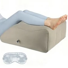 Jnomove Inflatable Leg Elevating Pillow With Sleep Mask,Leg Standard, Gray