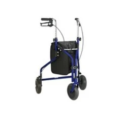 Days Tri Wheel Folding Walker with Loop and Lockable Brakes, Mobility Aid Blue