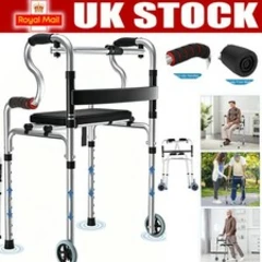 Folding Walking Frame Walker Adjustable Folding Zimmer Walking Aid for Elderly