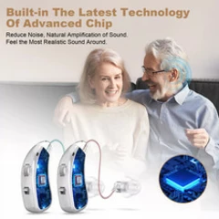 Digital Rechargeable Hearing Aid For Severe Hearing Loss With Charging Case BTE