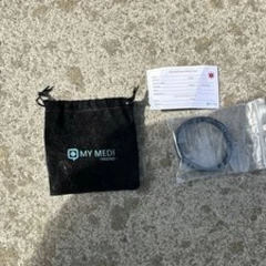 My Medi Friend Medical ID Bracelet Band Kit Black/Blue w/ Wallet Card & Pouch