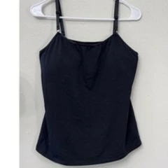 Soft Surroundings Womens Camisole Tank Top Black Built In Shelf Bra 40D Coquette