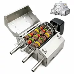 Electric Rotisserie Grill with 360° Tumble Basket, Smokeless Stainless Steel BBQ Grill, Dual Power Supply, Includes 100 Skewers for Backyard Cooking