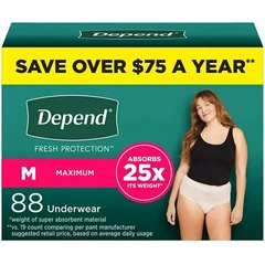 Depend Fit-Flex Incontinence Medium Women Underwear - 88 Count