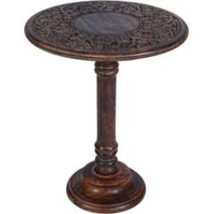 Woodify Side Table For Living Inch Hand-Carved Mango Wood End Table Decorative