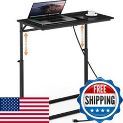 Vagusicc C Shaped End Table Charging Station C-Table End Table Adjustable