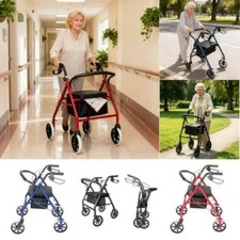 Mobility Walker Folding Lightweight Rollator Walker 4Wheel Walking Aid Aluminium