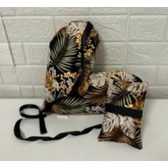 Bronze 2Pc Mastectomy Gift Heart Pillow - Seatbelt Pillow & Ribbons Brown Leaves
