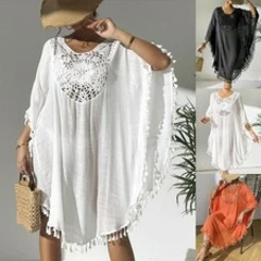 Loose Swimsuit Cover Up Dress Square Neck Bikini Cover-Ups for Women