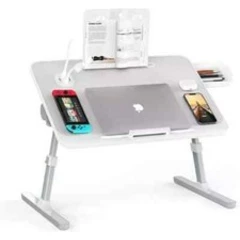 Folding Laptop Table Bed Tray Sofa Lap Desk Notebook Stand Charging Port N Light